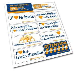 Autocollant j'aime le bois
