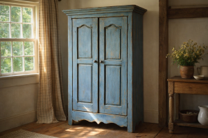 La fabrication d'une grande armoire traditionnel en pin