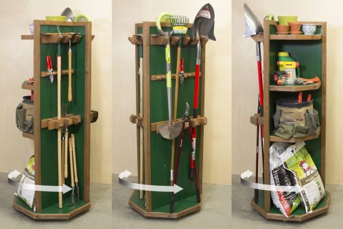 �tag�re pivotante pour outils de jardin